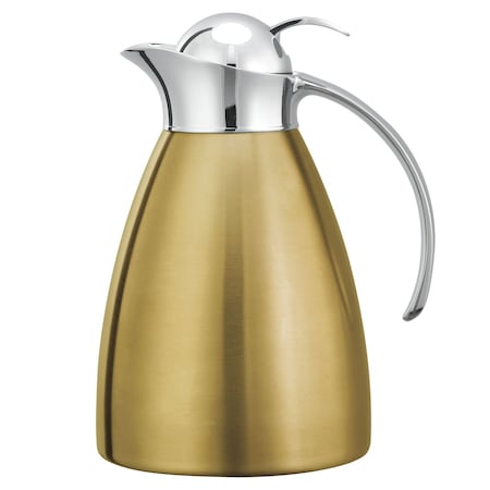 Service Ideas Marquette Series Push Button Stainless Vacuum Insulated Carafe, 33.8 Ounce, Vintage Gold MAR10BSPBVG